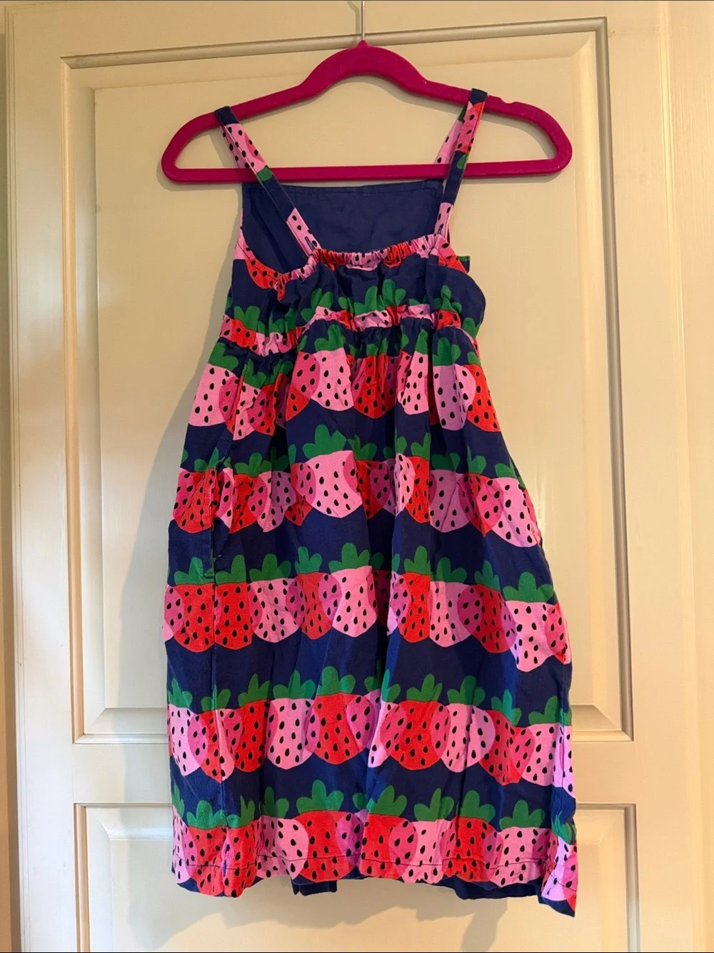 Hanna Andersson Navy Strawberry Print Sundress with Pink and Red Berries